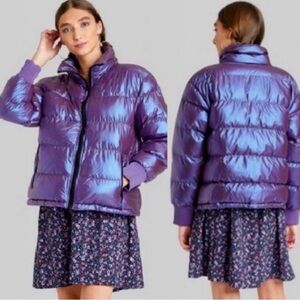 Gorgeous iridescent purple puffer jacket. Size Small. Like New.